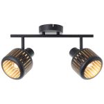 Brilliant Tyas Plafondlamp Aluminium Metaal Zwart Goud | Geschikt voor 2x E14