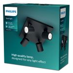 Philips Runner LED Spot Metaal Zwart | Geschikt voor 4x GU10