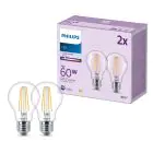 Voordeelpak 2x Philips Lamp LED E27 Peer Filament Helder 7W 850lm - 840 Koel Wit